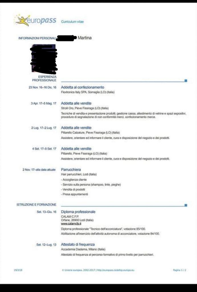 Curriculum vitae per cercare lavoro